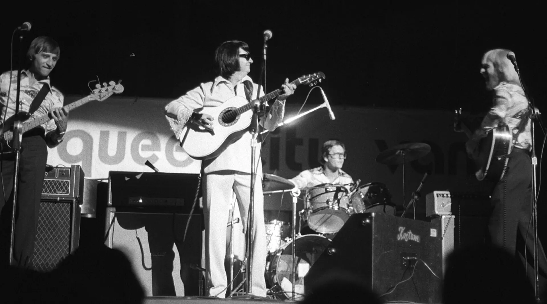 Roy Orbison, his fellow Traveling Wilbury, on stage in Cincinnati, 1976